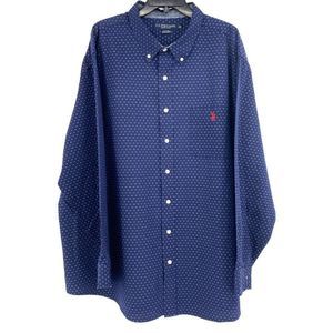 Mens US Polo Association Button Shirt Size 2XL Cotton Classic 2453 Navy Blue